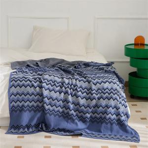 Wave Patterned Cotton Throw Cozy Couch Blanket for All Season