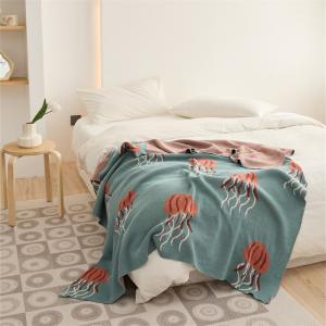 Jellyfish Pattern Knitting Blanket Modern Cotton Cozy Throw