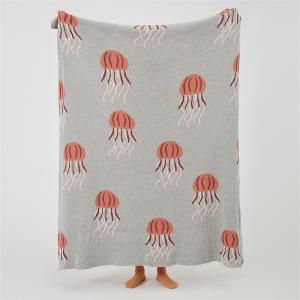 Jellyfish Pattern Knitting Blanket Modern Cotton Cozy Throw