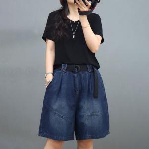 Summer Wide Leg Jorts Straight Leg Stone Wash Jean Shorts