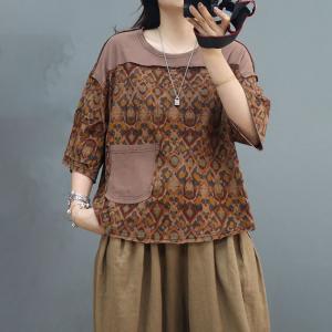 Ethnic Printed Casual Tee Oversized Cotton T-shirt for Women