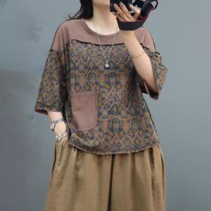 Ethnic Printed Casual Tee Oversized Cotton T-shirt for Women