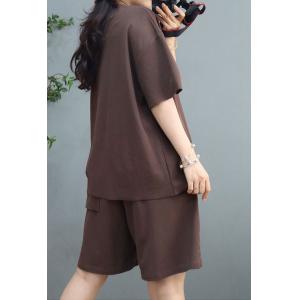 Leisure Chic Cotton Tee with Flap Pockets Wide Leg Shorts