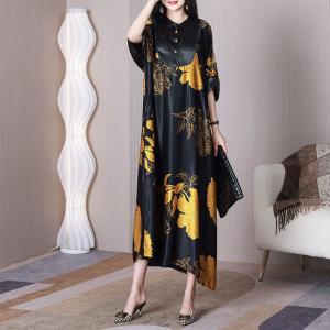 Yellow Peony Black Formal Dress Long Elegant Concert Dress