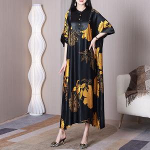 Yellow Peony Black Formal Dress Long Elegant Concert Dress