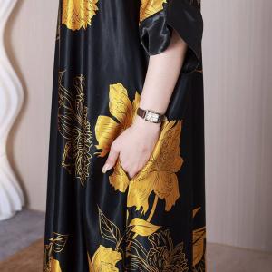 Yellow Peony Black Formal Dress Long Elegant Concert Dress