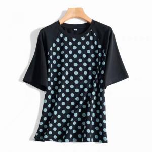 Crew Neck Casual Polka Dot T-shirt Ladies Short Sleeves Tee