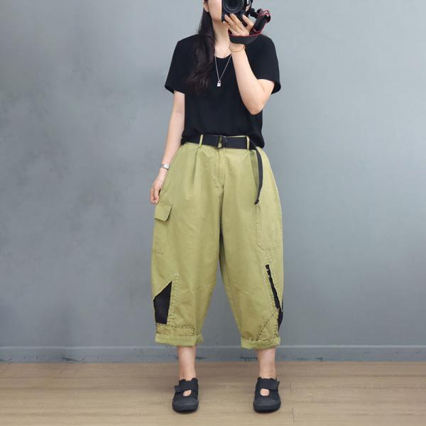 Cargo Embroidered Patchwork Pants