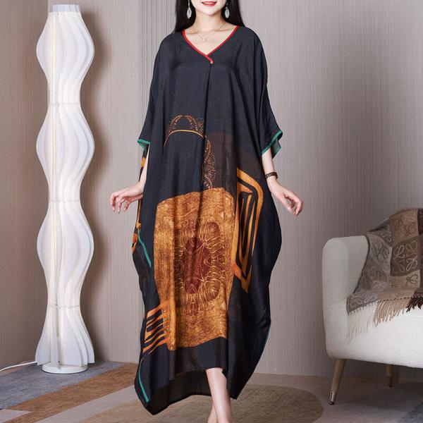 Dolman Sleeves Black Moroccan Dress Totem Modest Caftan