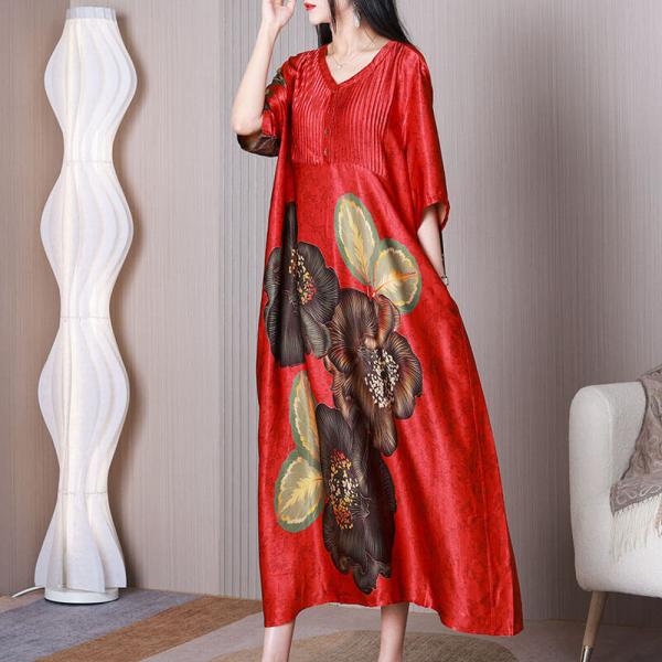 Huge Flowers Oriental Dressing Loose Elegant Travel Outfits