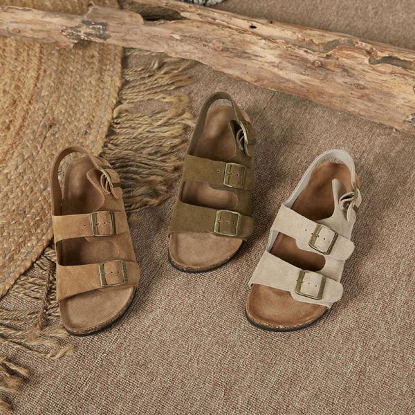 Suede Leather Platform Flats Cozy Toeless Slipper Sandals