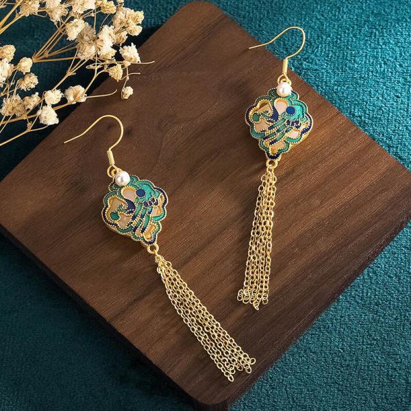 Eastern Style Long Qipao Earrings Designer Pendant Earrings