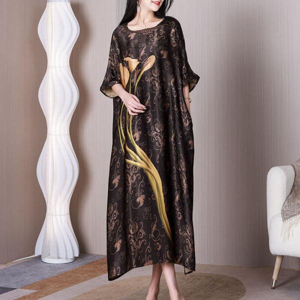 Morning Glory Silk Caftan Dress High-Quality Concert Dress