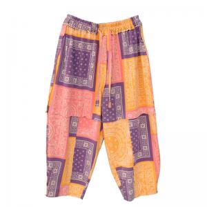 Color Block Patterned Carrot Pants Cotton Spirit Pants