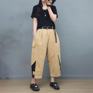 Street Chic Cotton Cargo Pants Patchwork Embroidery Pants