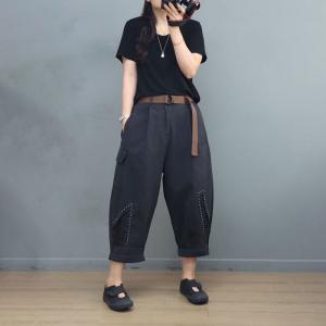 Street Chic Cotton Cargo Pants Patchwork Embroidery Pants