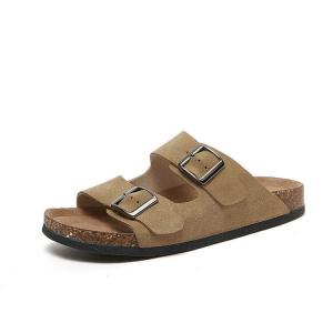 Buckle Suede Beach Slippers Open Toe Slip-On Footwear