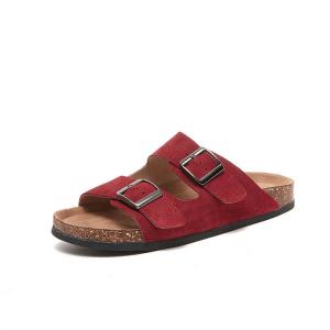 Buckle Suede Beach Slippers Open Toe Slip-On Footwear