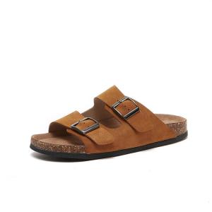 Buckle Suede Beach Slippers Open Toe Slip-On Footwear