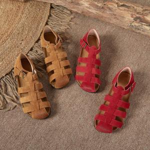 Hollow Out Suede Leather Fisherman Sandals for Women