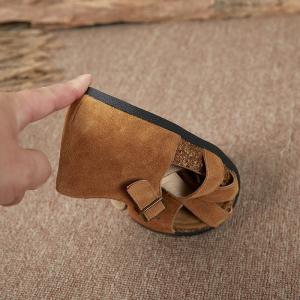 Hollow Out Suede Leather Fisherman Sandals for Women