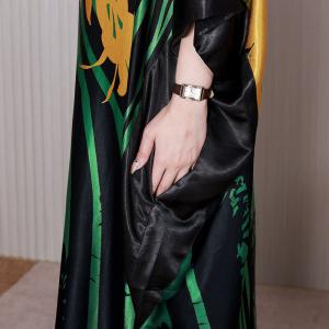 Heavy Silk Plus Size Caftan Tropical Printed Dolman Dress