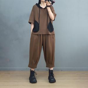 Patched Pockets Cotton Hoodie with Pull-On Pants
