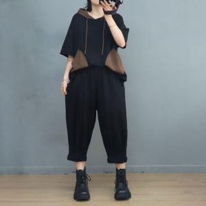 Patched Pockets Cotton Hoodie with Pull-On Pants