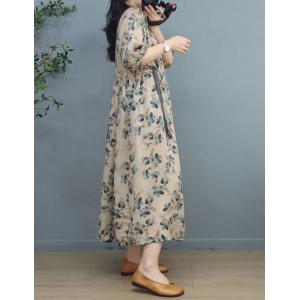 Tropical Side Tied Floral Ramie Travel Maxi Dress