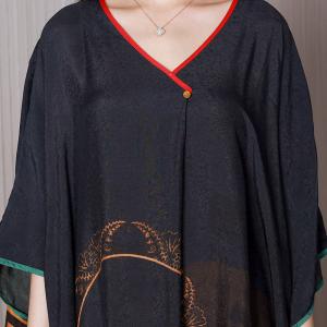 Dolman Sleeves Black Moroccan Dress Totem Modest Caftan