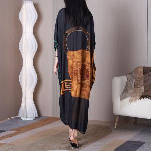 Dolman Sleeves Black Moroccan Dress Totem Modest Caftan