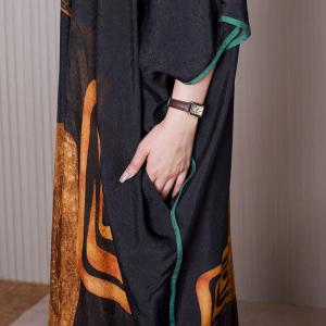 Dolman Sleeves Black Moroccan Dress Totem Modest Caftan