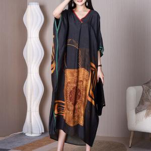 Dolman Sleeves Black Moroccan Dress Totem Modest Caftan