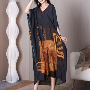 Dolman Sleeves Black Moroccan Dress Totem Modest Caftan