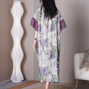 Petal Sleeves Flowers Violet Dress Loose Travel Shift Dress