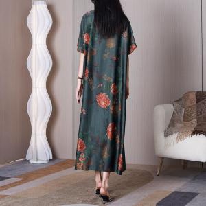 Malus Spectabilis Chinese Qipao Dress Mandarin Collar Cheongsam