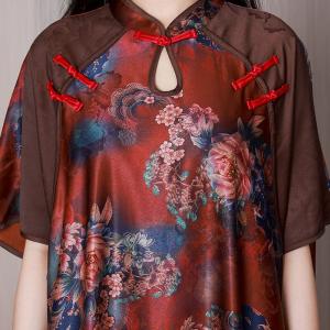 Malus Spectabilis Chinese Qipao Dress Mandarin Collar Cheongsam