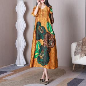 Huge Flowers Oriental Dressing Loose Elegant Travel Outfits