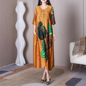 Huge Flowers Oriental Dressing Loose Elegant Travel Outfits
