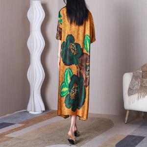 Huge Flowers Oriental Dressing Loose Elegant Travel Outfits