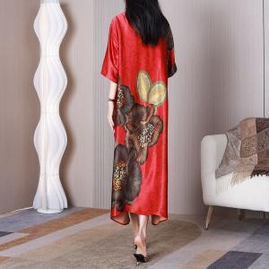 Huge Flowers Oriental Dressing Loose Elegant Travel Outfits