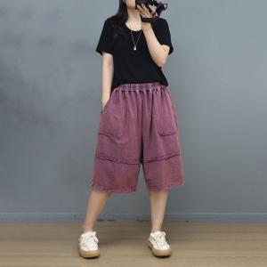 Leisure Style Cotton Bermuda Shorts Plain Sweat Shorts