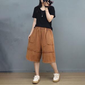 Leisure Style Cotton Bermuda Shorts Plain Sweat Shorts