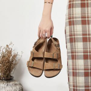 Suede Leather Platform Flats Cozy Toeless Slipper Sandals