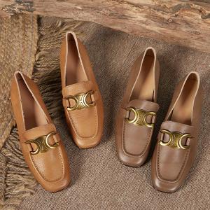 Metallic Buckle Teacher Shoes Square Toe Chunky Heels Footwear