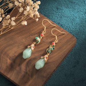 Traditional Enamel Eastern Earrings Vintage Long Earrings