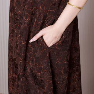 Mandarin Collar Loose Cheongsam  Coffee Eastern Qipao Dress