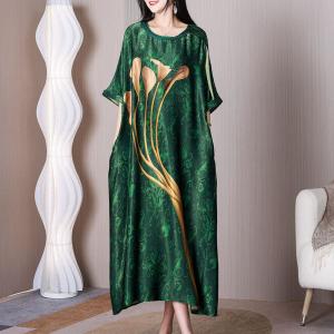 Morning Glory Silk Caftan Dress High-Quality Concert Dress