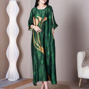 Morning Glory Silk Caftan Dress High-Quality Concert Dress