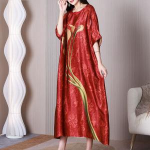 Morning Glory Silk Caftan Dress High-Quality Concert Dress